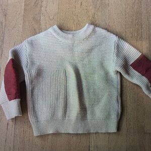 Cozy Cream and Red Kids Sweater